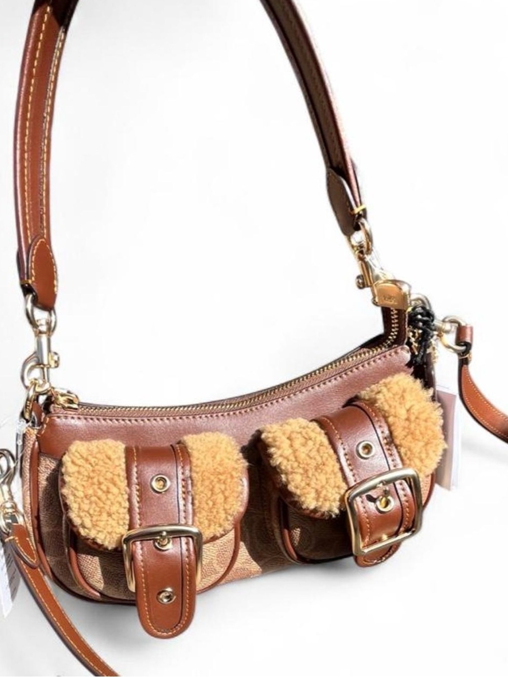 NWT Coach Y2K Style Ashton Baguette Bag In Signature Canvas in Tan/Vintage